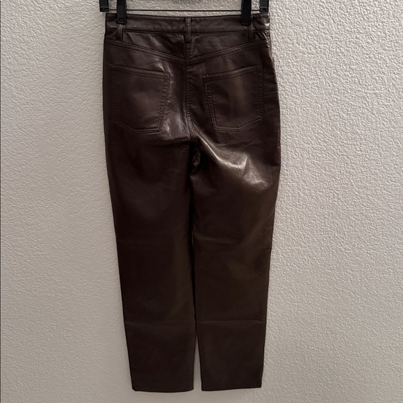 Aritzia Wilfred High Rise Faux Leather Pants Brown Size 4 - Picture 7 of 10